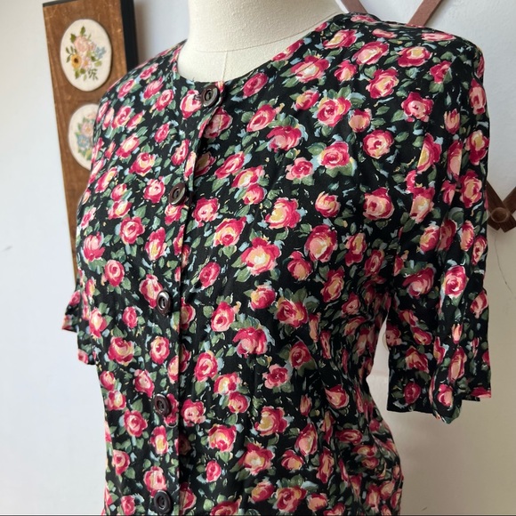 Vintage 80s Matching Floral Top & Skirt Set Small - Picture 6 of 7